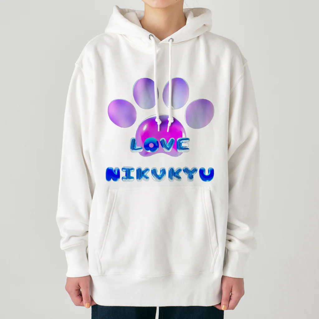 NIKUKYU LOVERのLOVE NIKUKYU -肉球好きさん専用 ブルーピンクバルーン - Heavyweight Hoodie