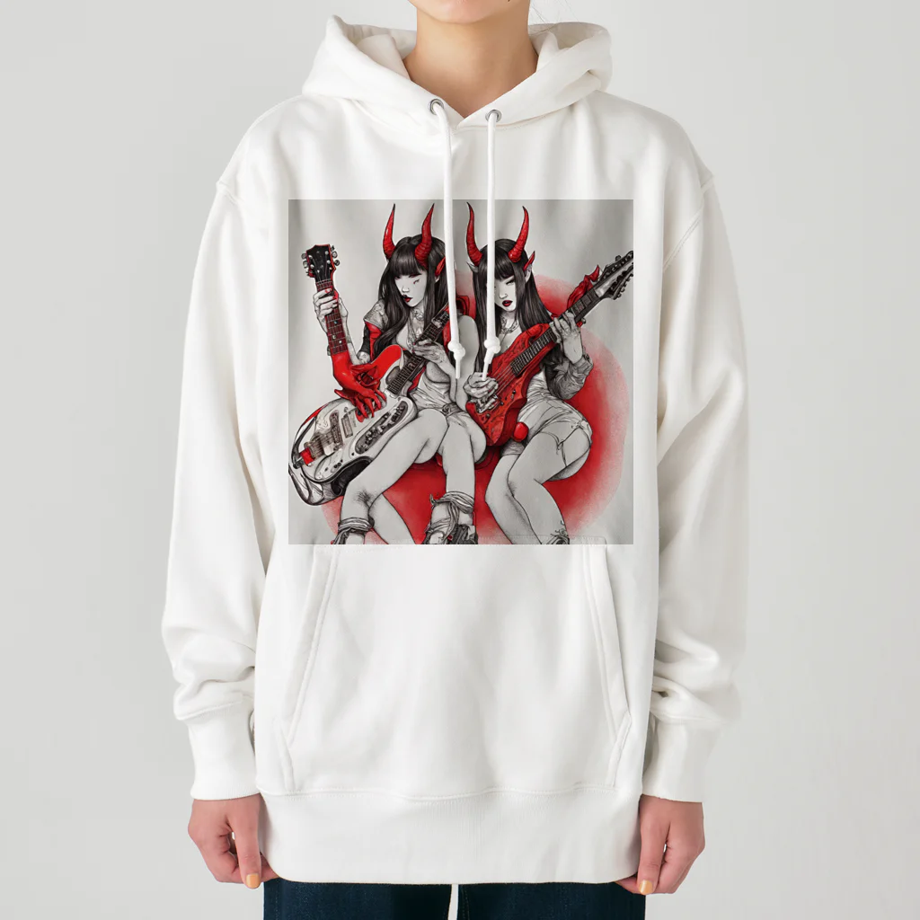 HELLOの赤デビル女ダ・ゾーン Heavyweight Hoodie