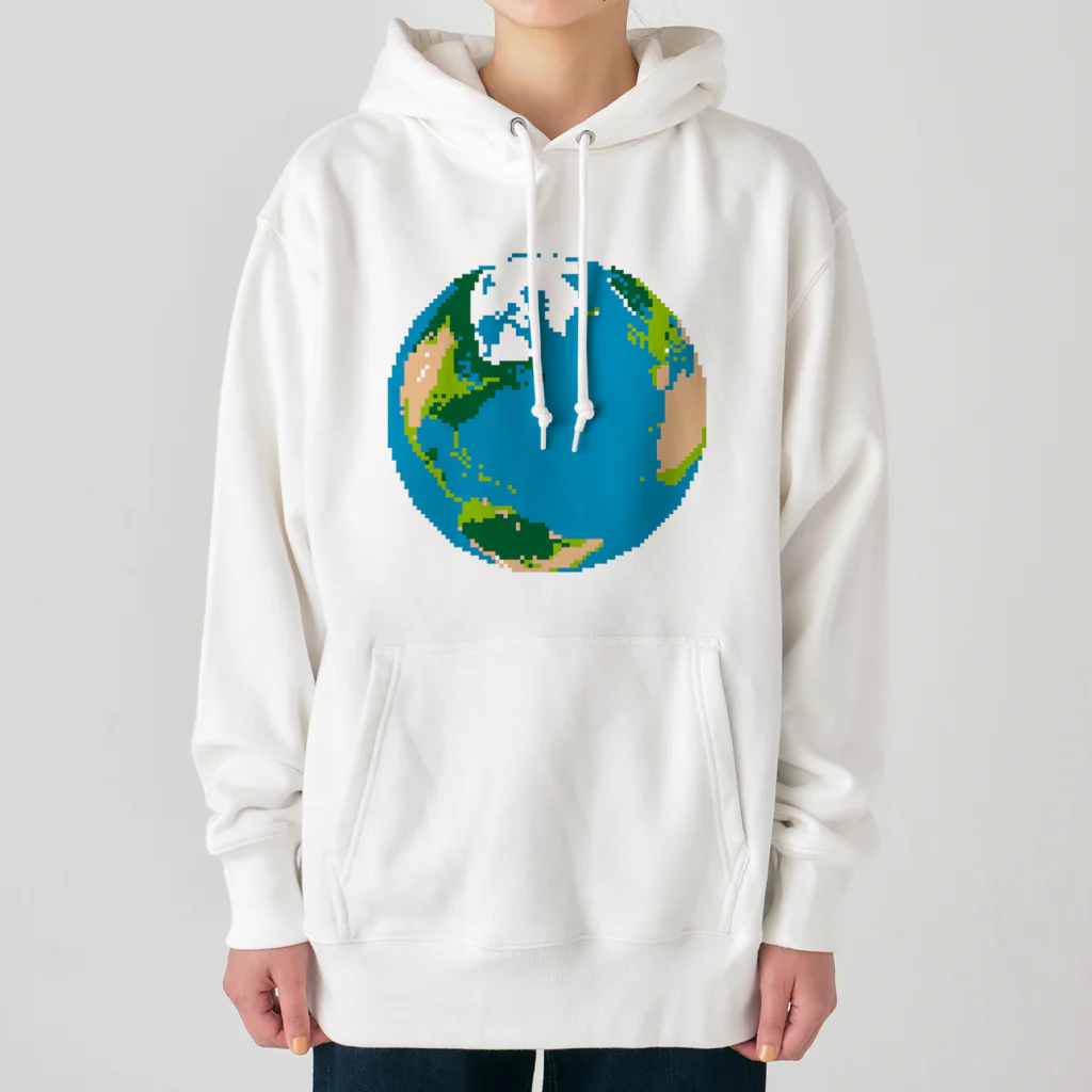 コチ(ボストンテリア)の地球(ドット絵) Heavyweight Hoodie