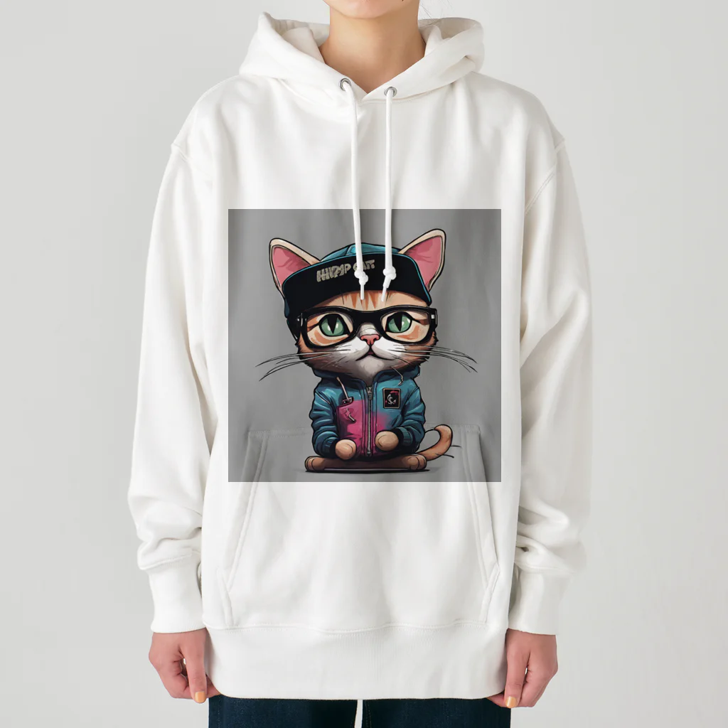 非常口社長のヒップホップ猫 Heavyweight Hoodie