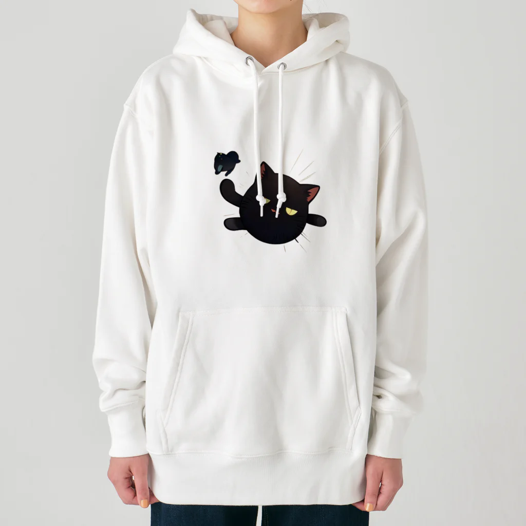 かわいい女の子とシュールな絵のジト目ネコ Heavyweight Hoodie