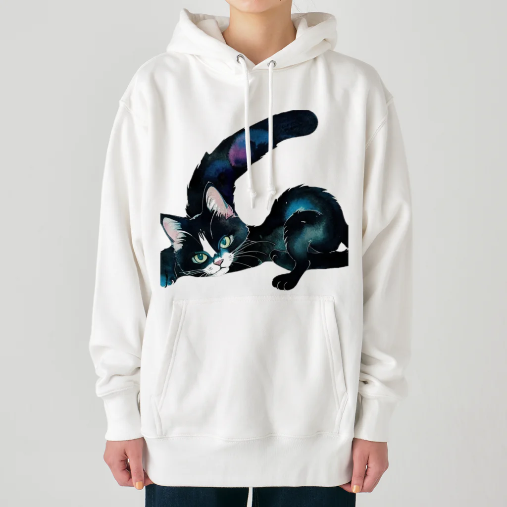 幸運のしっぽの黒猫と魔法の尻尾 Heavyweight Hoodie