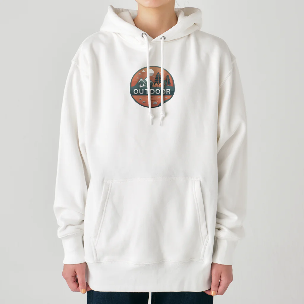 ファンシーTシャツ屋のアウトドアーワッペン夕日 Heavyweight Hoodie