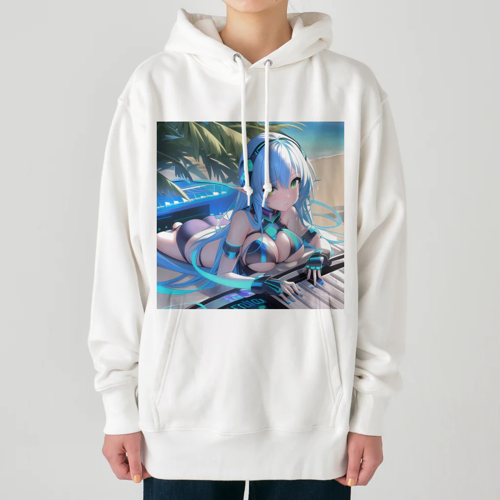 シロクマペンギンのエルフのサイバーピアニストの夏休み Heavyweight Hoodie