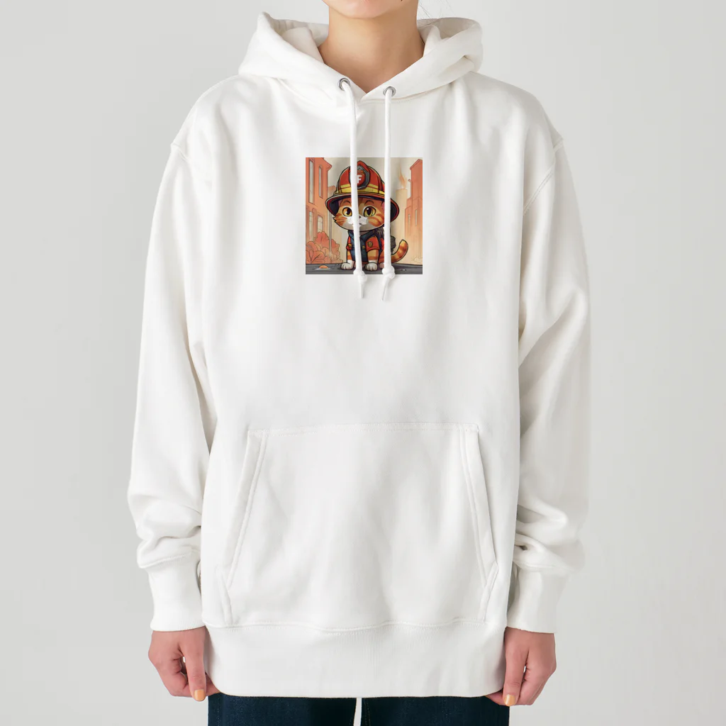 パパショップのネコ消防士 Heavyweight Hoodie