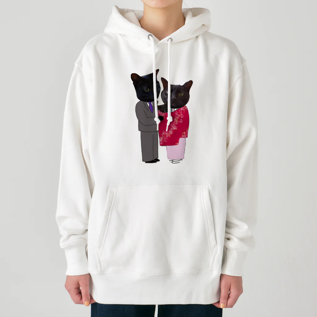 Parallel_merchの黒猫の親子 Heavyweight Hoodie