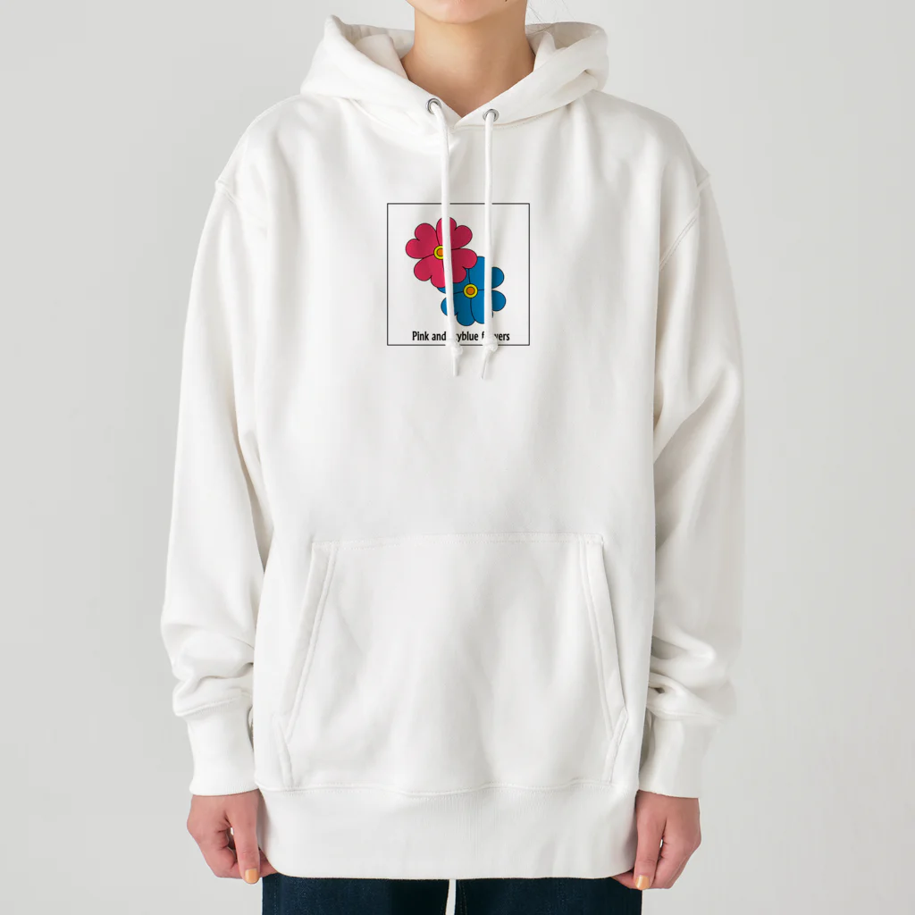 BLUE MINDのピンクの花と青い花のパーカー Heavyweight Hoodie