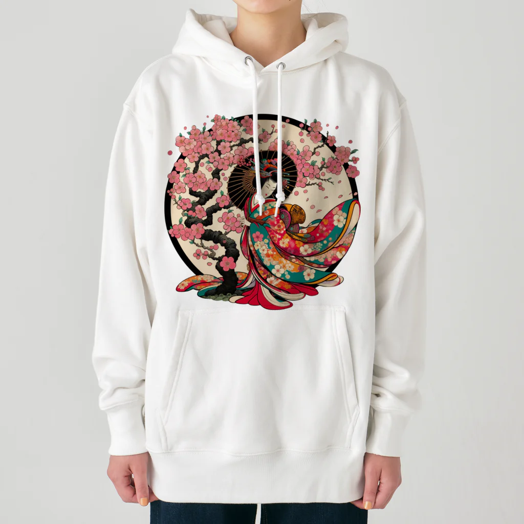 manyou-lab_Ukiyo-eの浮世絵 花魁と桜 Ukiyoe Oiran and Cherry Blossoms [UOS-DL-SR001-0001] Heavyweight Hoodie