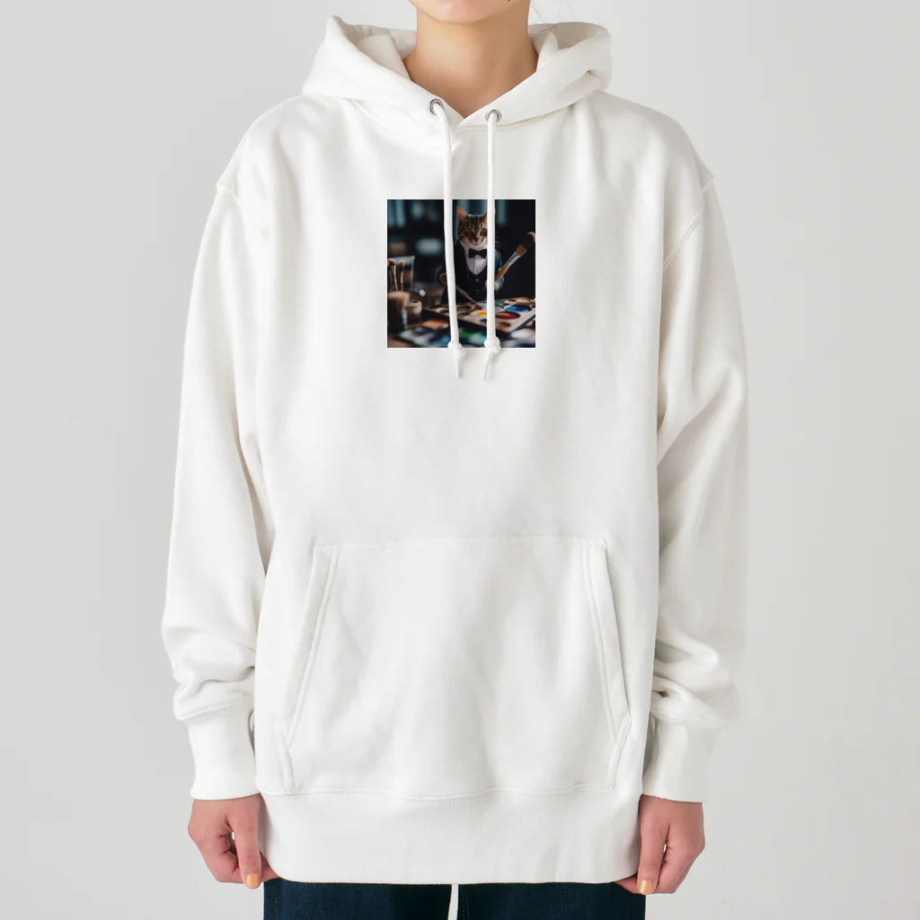 Koroniumの一匹の個性的な猫が絵筆を握っています Heavyweight Hoodie