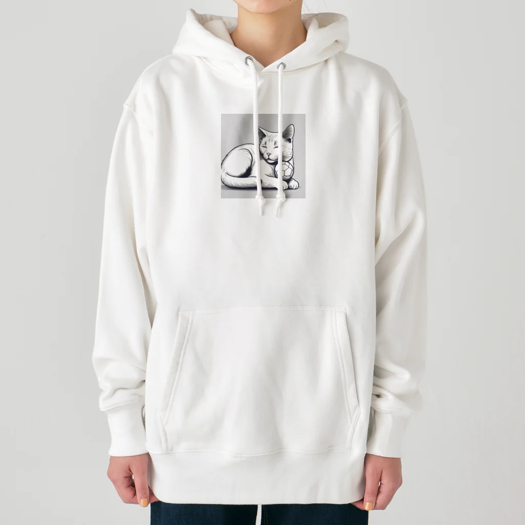 どうぶつやのサッカーボールと猫 Heavyweight Hoodie