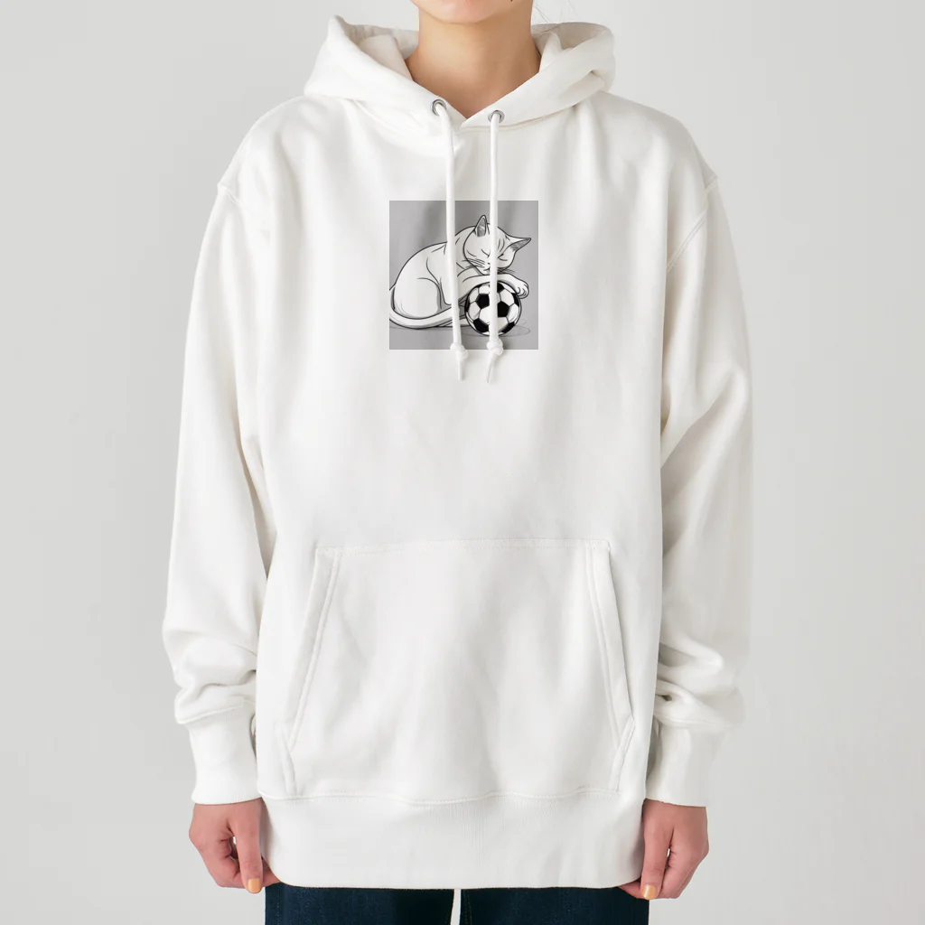 どうぶつやのサッカーボールと猫 Heavyweight Hoodie