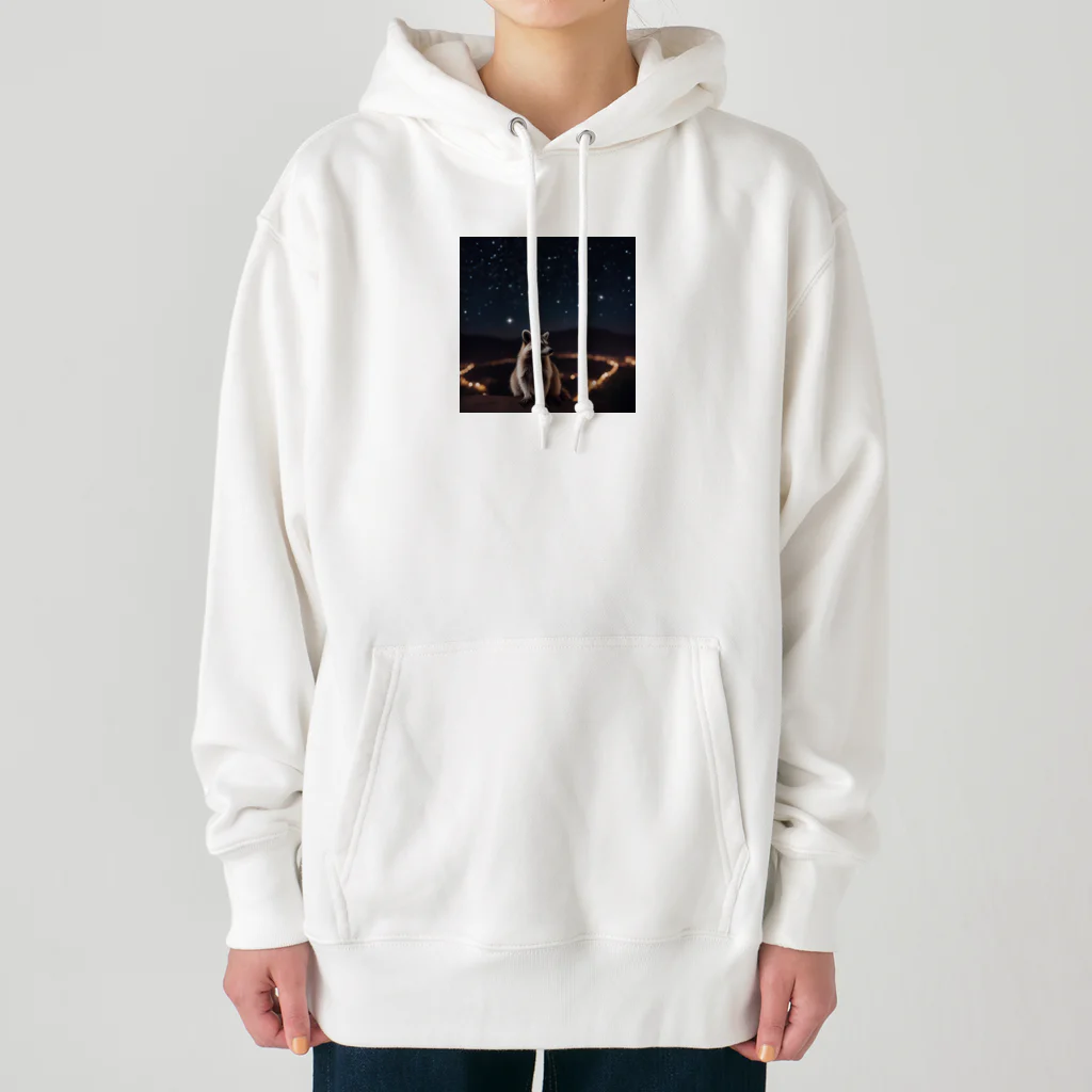 araiguma_shopの星を眺めているアライグマ Heavyweight Hoodie