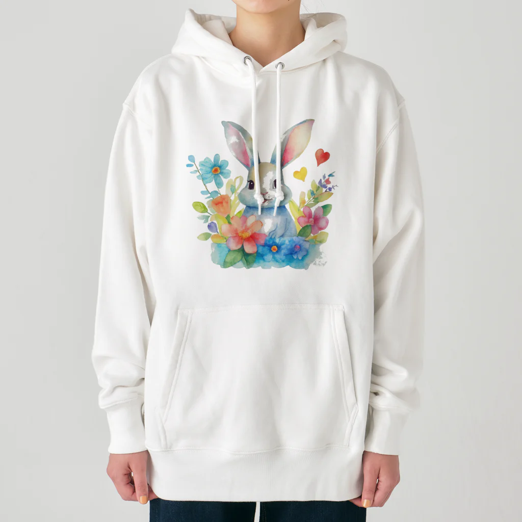 うさぎやの花に囲まれたうさぎ2 Heavyweight Hoodie