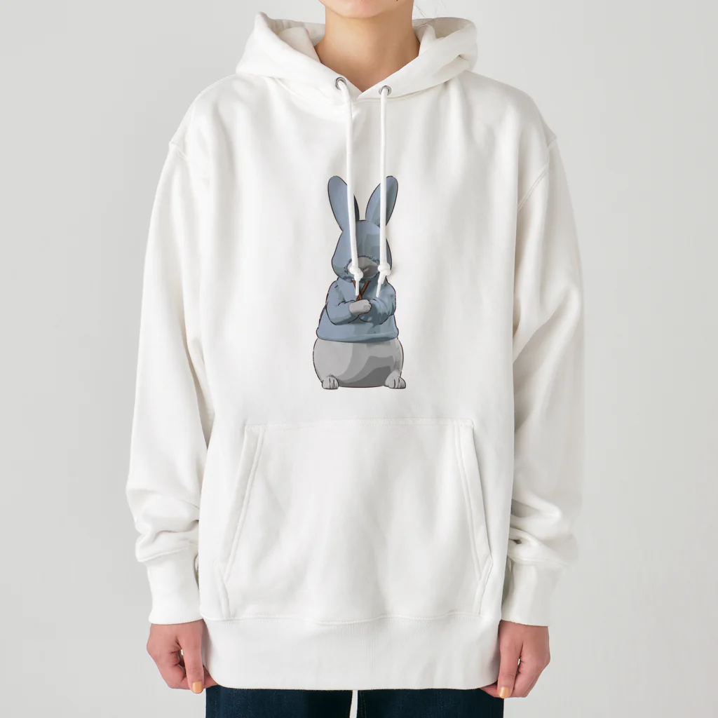 鬼鞍 ONIKURAのパーカーぎゅう～うさぎ ブルー Heavyweight Hoodie