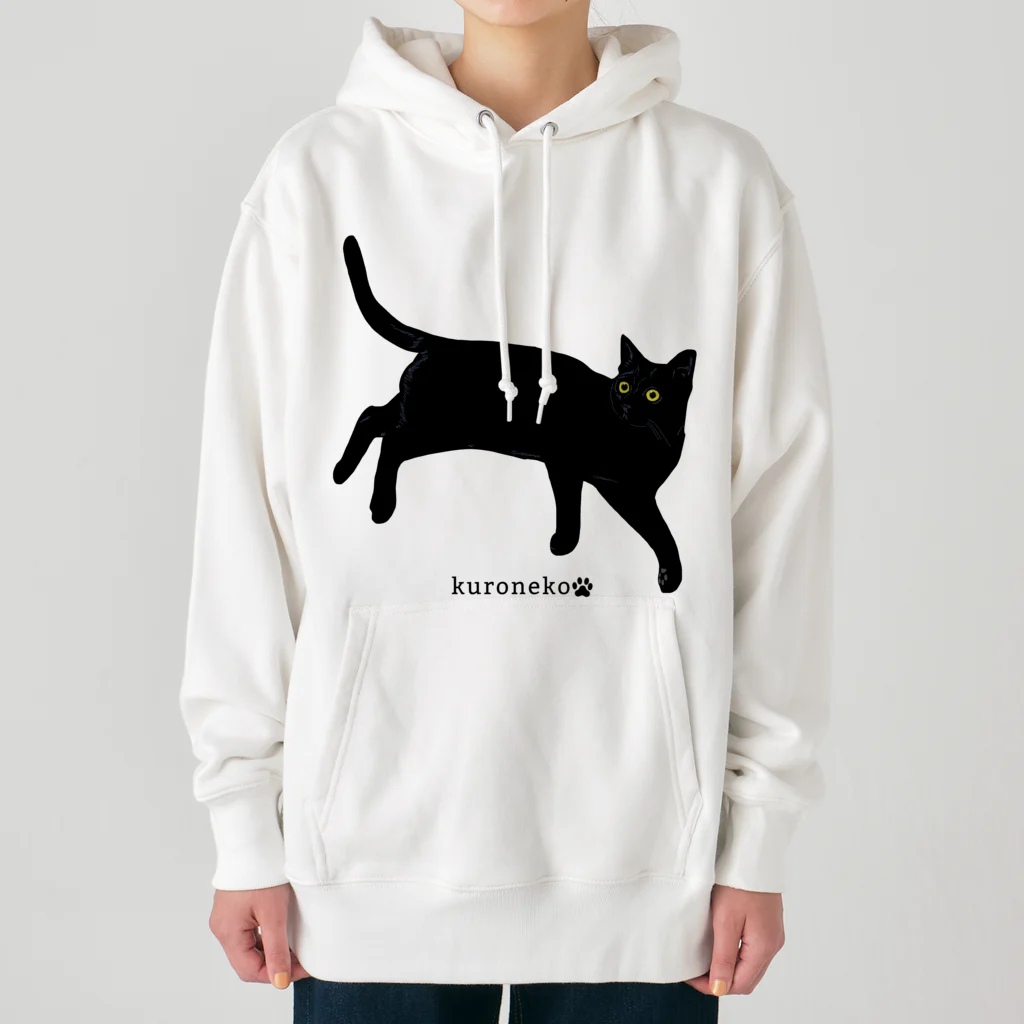 小鳥と映画館の見返り美ニャン　黒猫 Heavyweight Hoodie