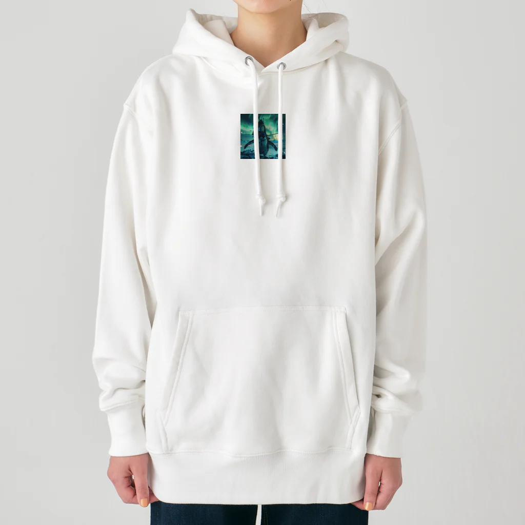 動物のおもしろ可愛いグッズのペンギン侍 Heavyweight Hoodie