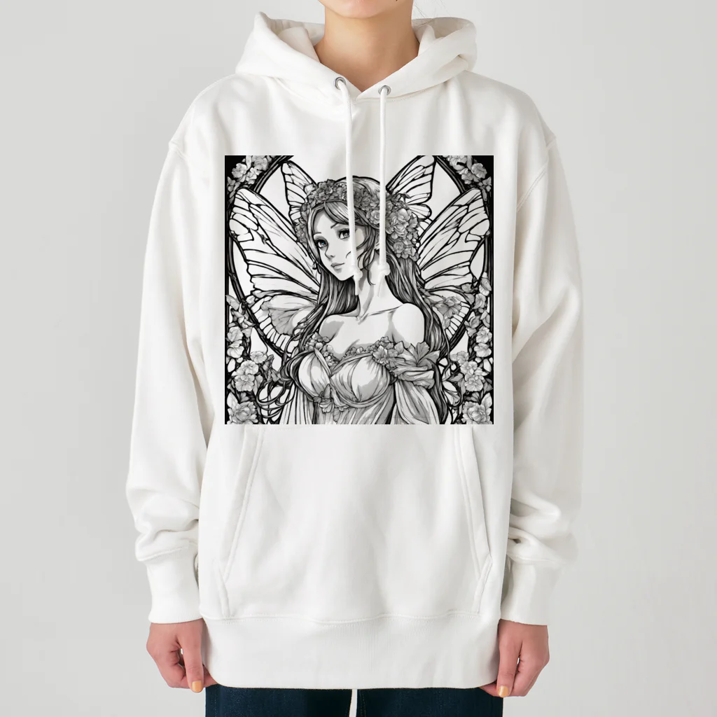 かるるんショップの妖精の花嫁シリーズ　モノトーン　バストアップ Heavyweight Hoodie