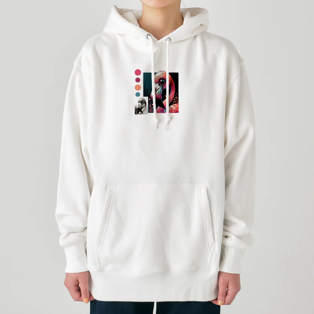 たんたん狸の不気味で可愛い森の不気味で可愛いフラミンゴ001 Heavyweight Hoodie