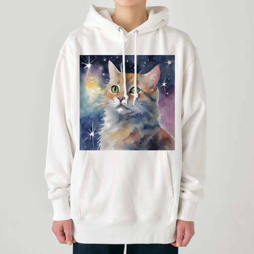 星降る夜にの宇宙猫 Heavyweight Hoodie