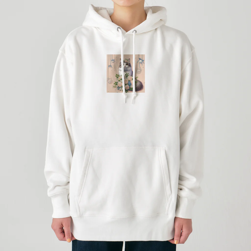 Y m @Y's shopの猫と薔薇　パールver. Heavyweight Hoodie