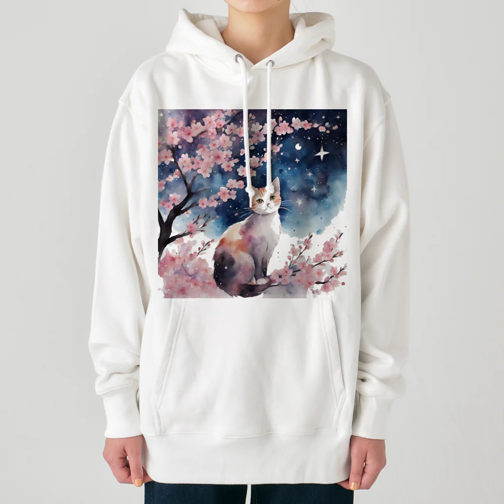 星降る夜にのsakura cat1 Heavyweight Hoodie