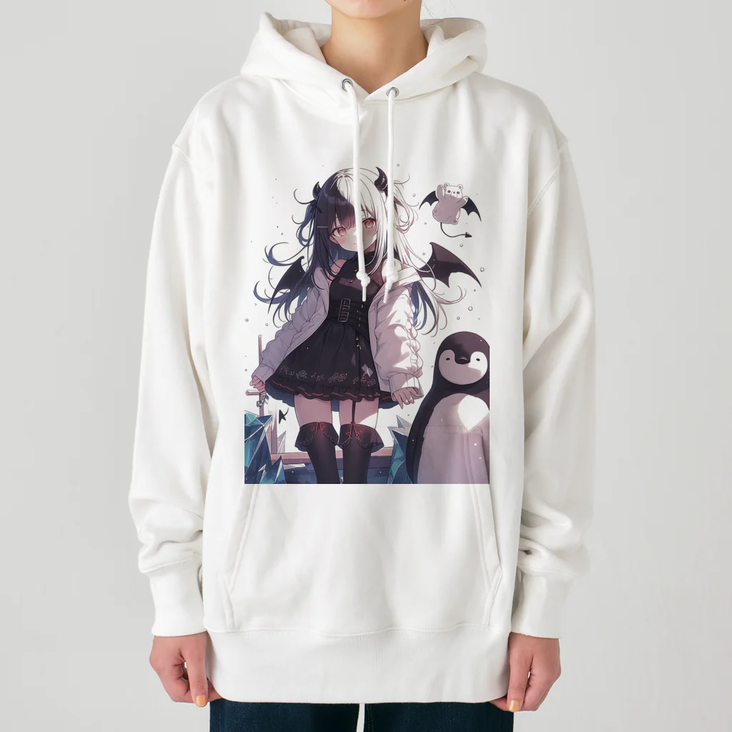 シロクマペンギンの冷極フローズン✕小悪魔ガール Heavyweight Hoodie