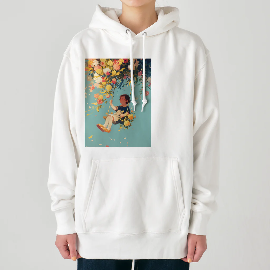 AQUAMETAVERSEの花ブランコに揺られ喜ぶ女の子　ラフルール　1859 Heavyweight Hoodie