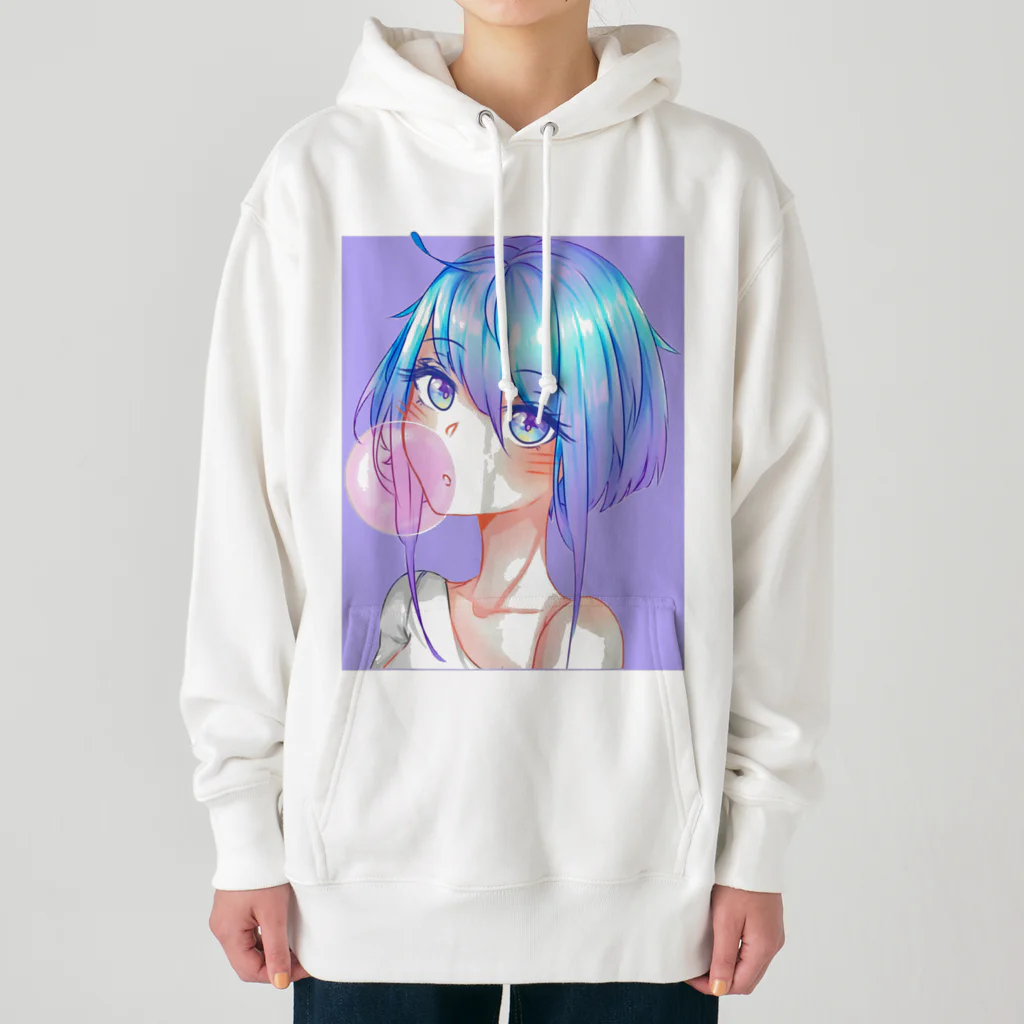 World_Teesのバブルガムを噛むアニメガール 日本の美学 アニメオタク Heavyweight Hoodie