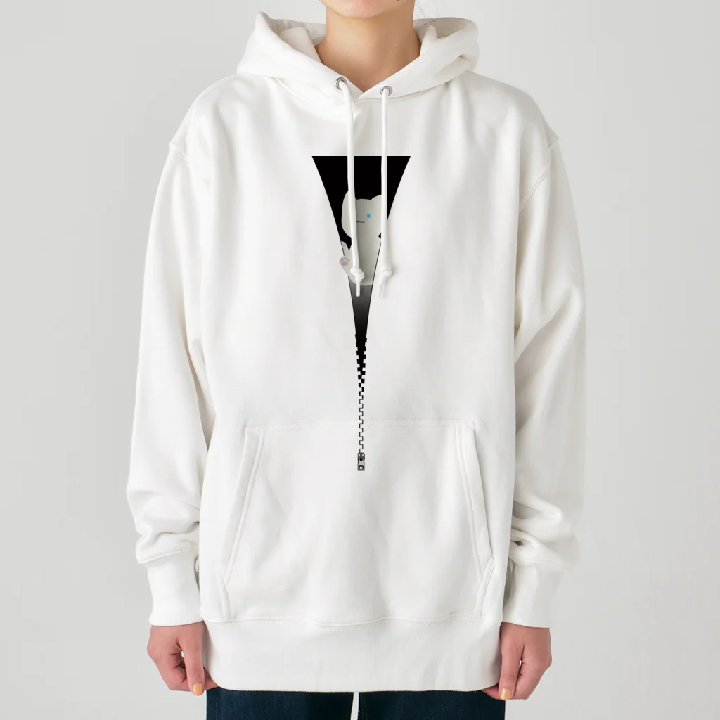 y-sasのファスナー猫　白猫 Heavyweight Hoodie