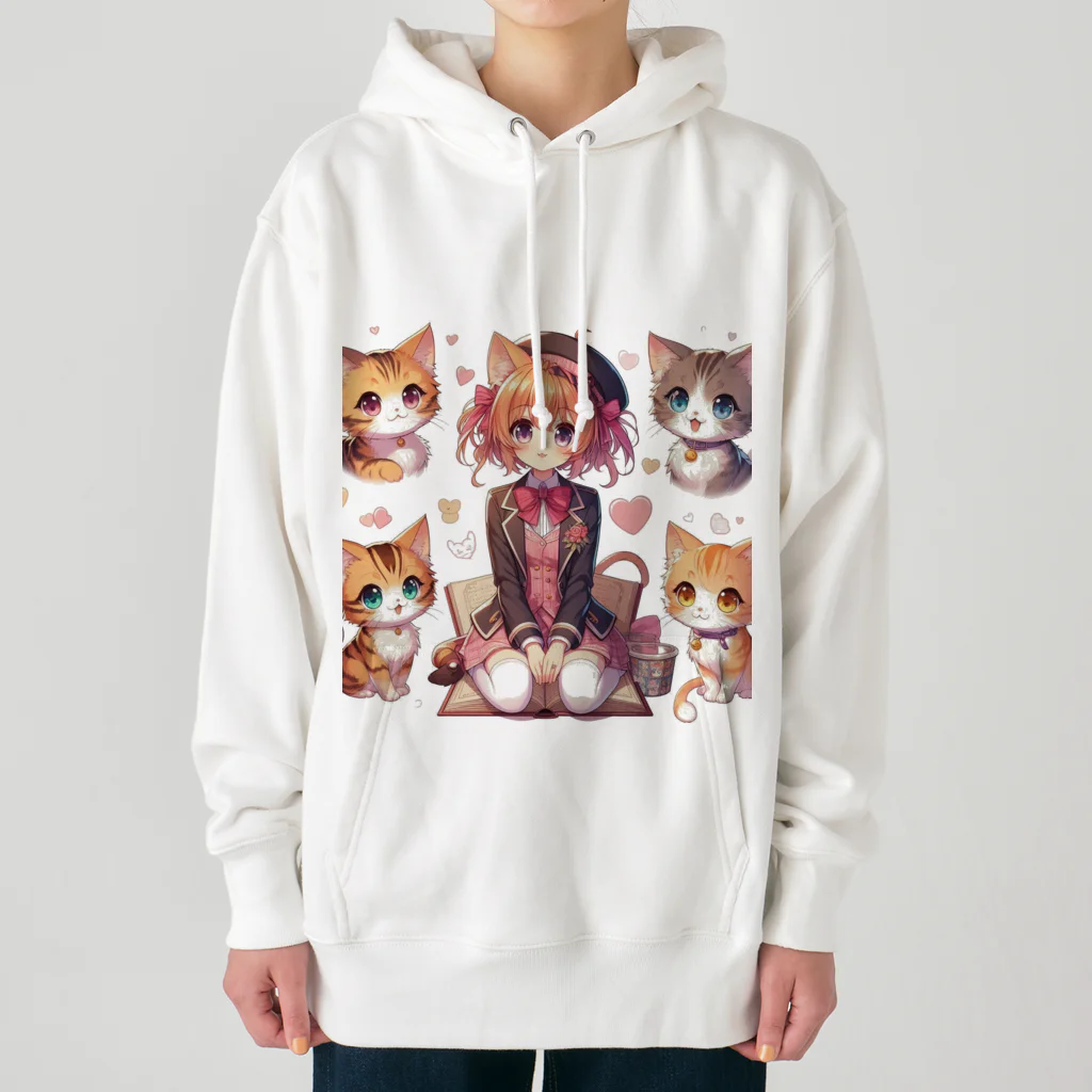 ウツボちゃんの大好きな猫に囲まれて Heavyweight Hoodie