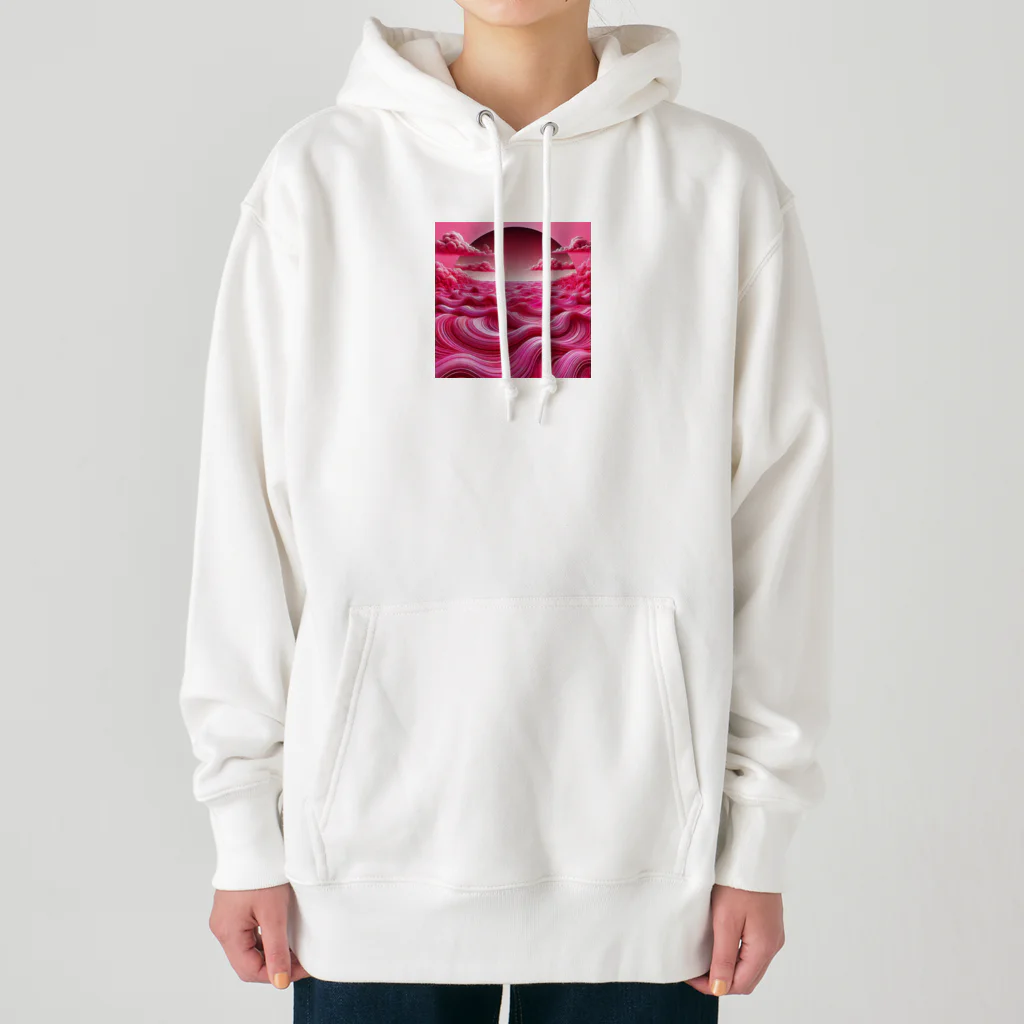 海の幸のホットピンクの海 Heavyweight Hoodie