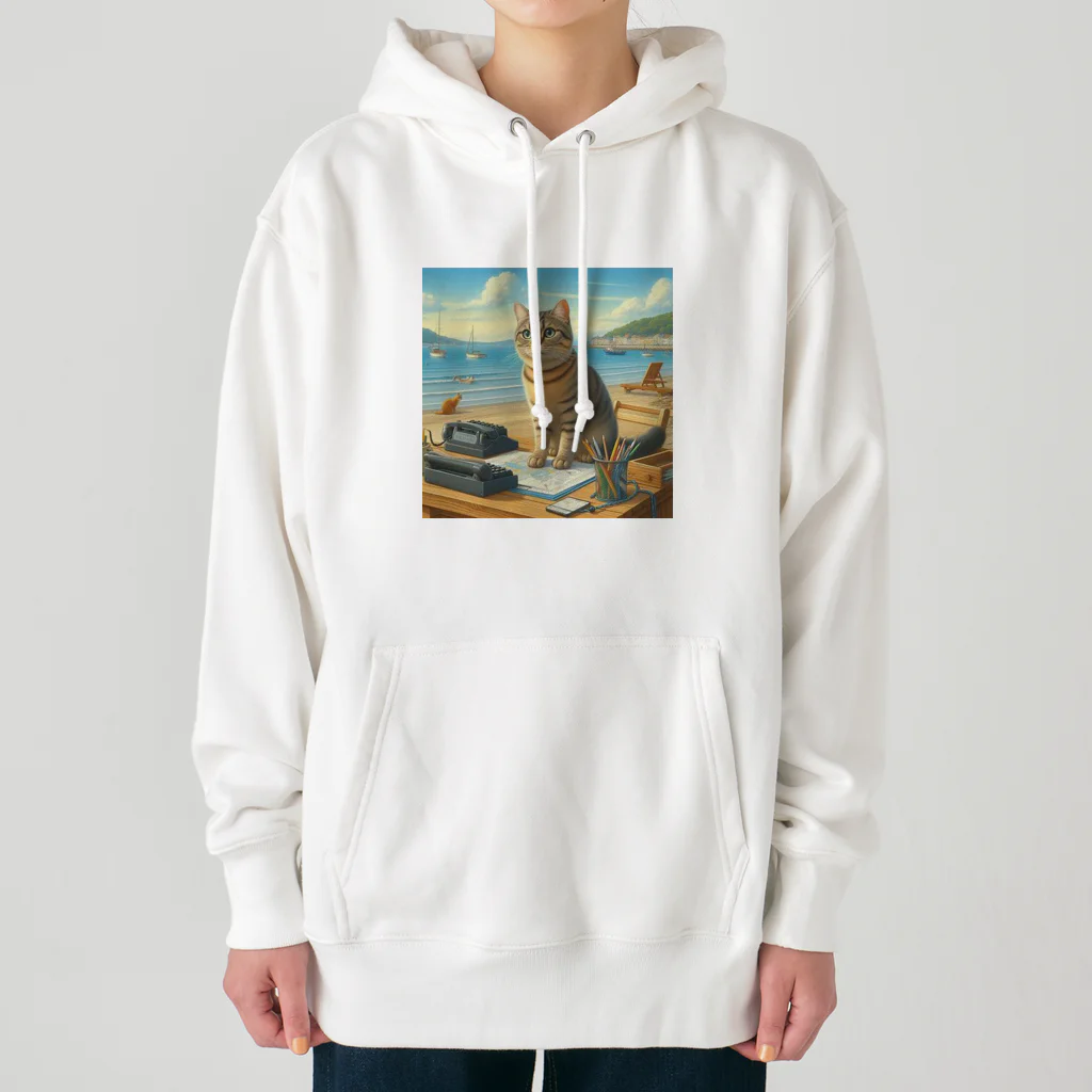 peace2024の海辺の仕事猫 Heavyweight Hoodie