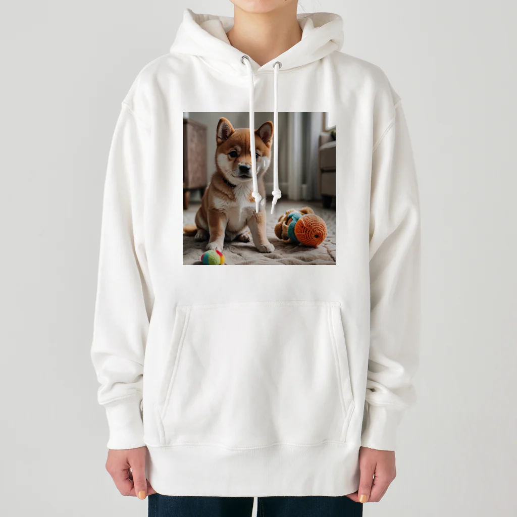 kaerinofficeの柴犬のかわいい幼子が写真の中央にいる。 Heavyweight Hoodie