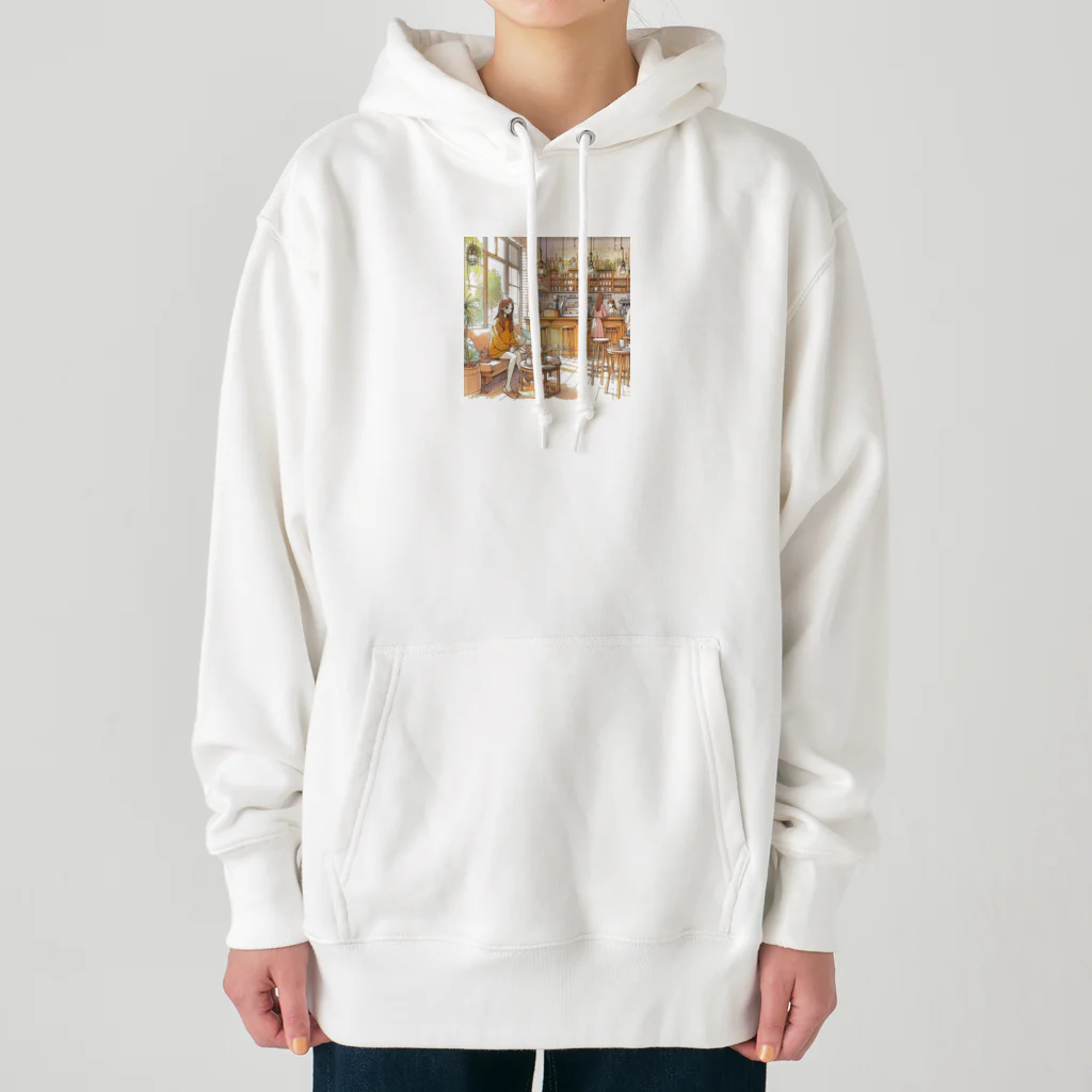 tattat259のカフェでくつろぐ女の子 Heavyweight Hoodie