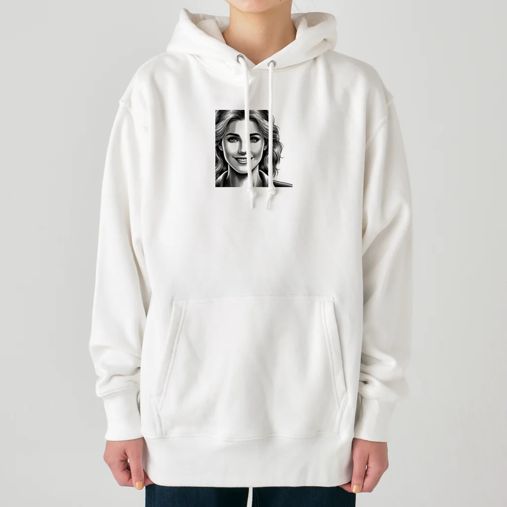 jittamanの微笑む女性 Heavyweight Hoodie