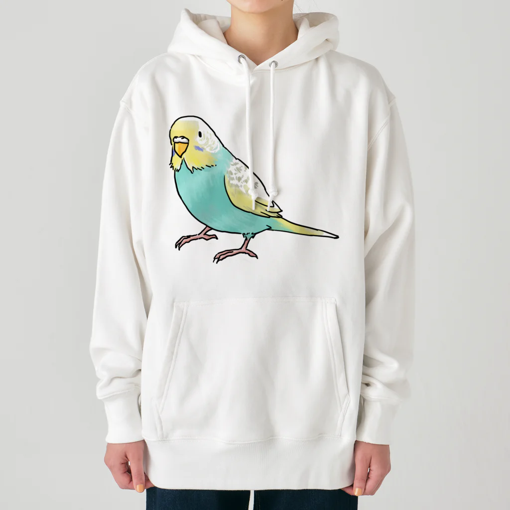 まめるりはことりのごきげんセキセイインコ【まめるりはことり】 Heavyweight Hoodie