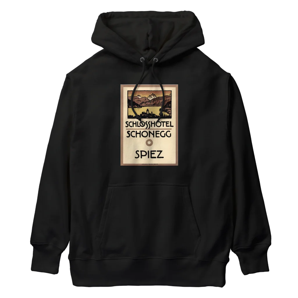 YS VINTAGE WORKSのスイス・ベルン州シュピーツのシャトーホテルの古い広告 Heavyweight Hoodie