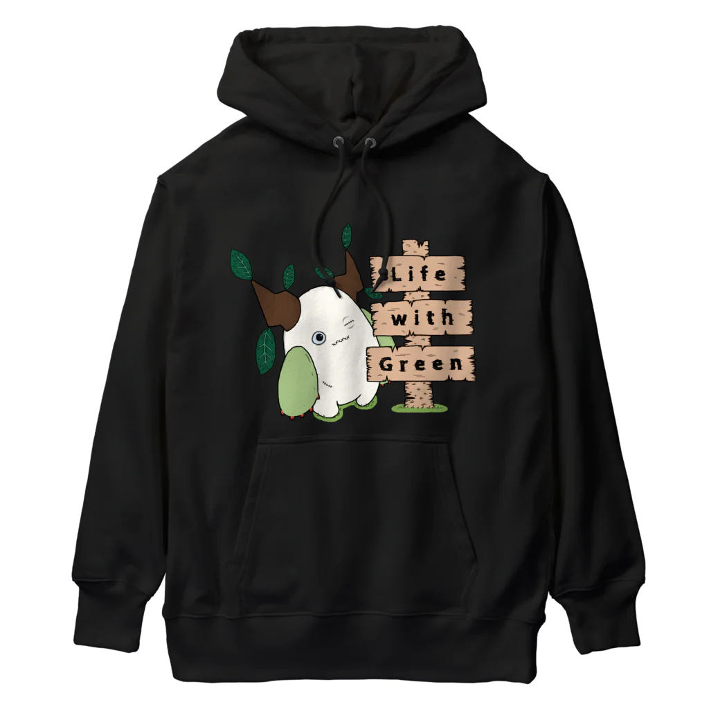 Nomi(shop-I＊iro-)の不思議生物クルビーとLife with Green【カラー】 Heavyweight Hoodie