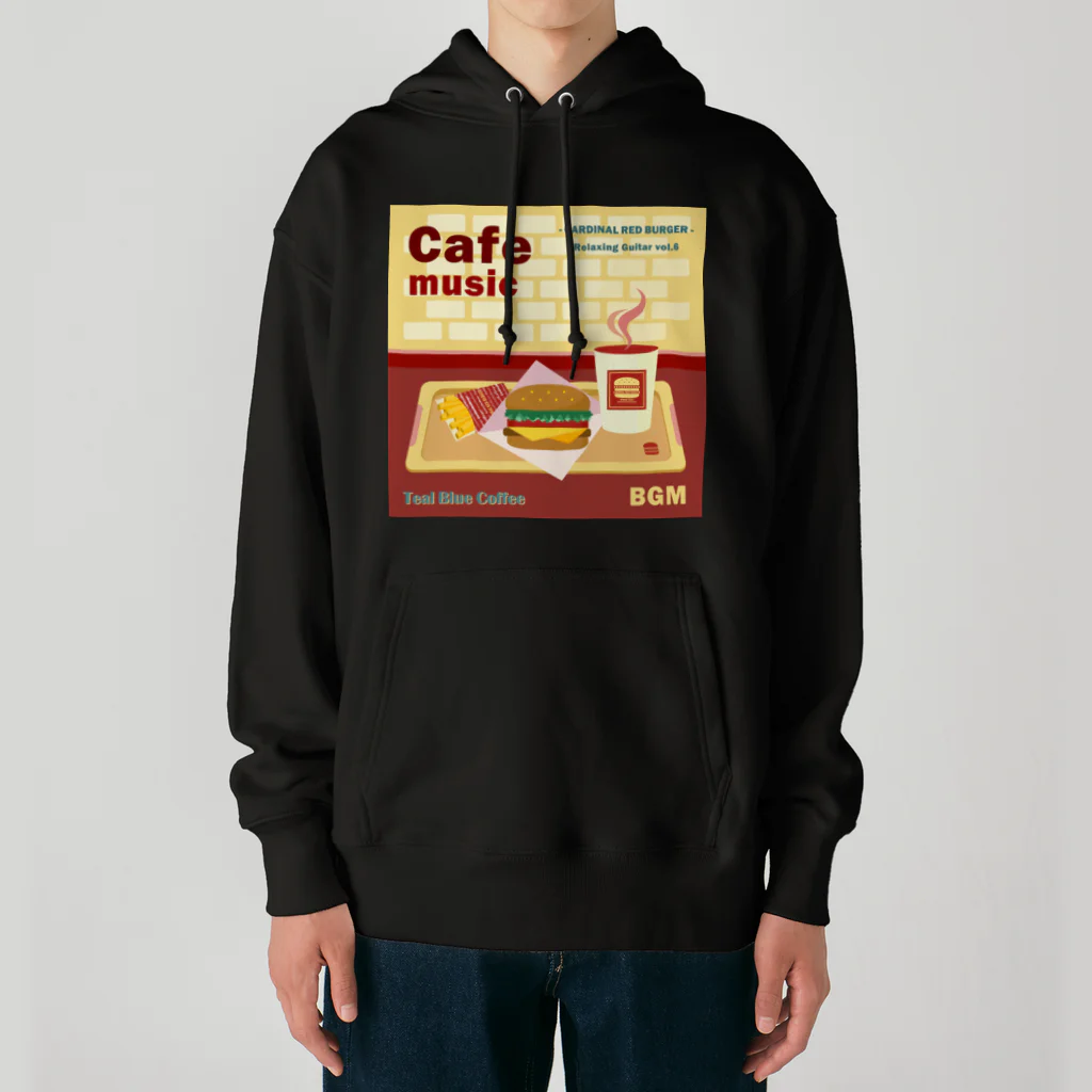 Teal Blue CoffeeのCafe music - CARDINAL RED BURGER - Heavyweight Hoodie