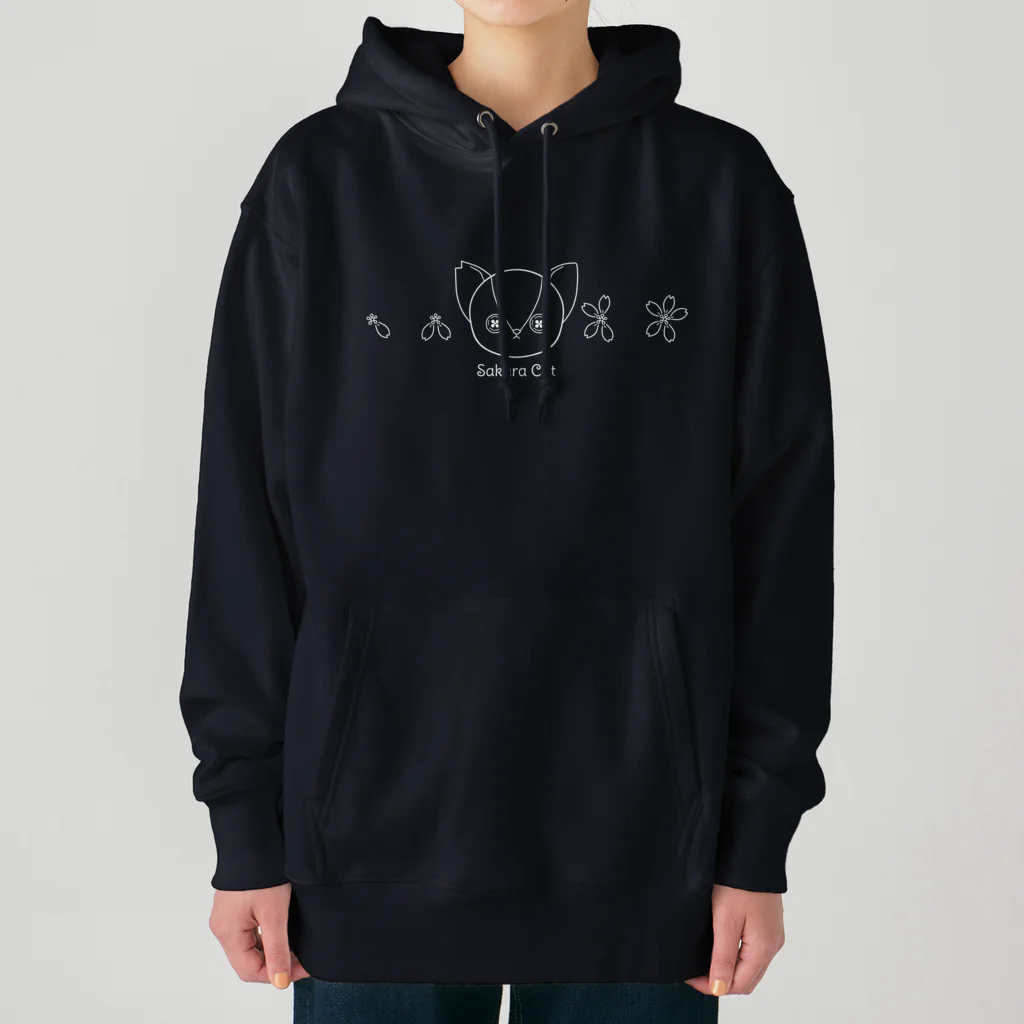 Nomi(shop-I＊iro-)のSakura Cat【♂】白 Heavyweight Hoodie