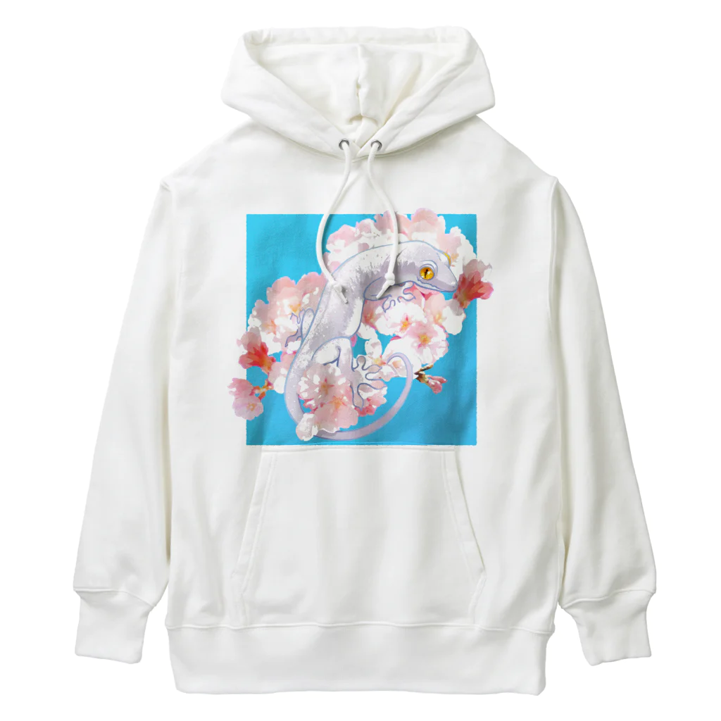 おにぎり屋の春待ち桜とニホンヤモリ Heavyweight Hoodie