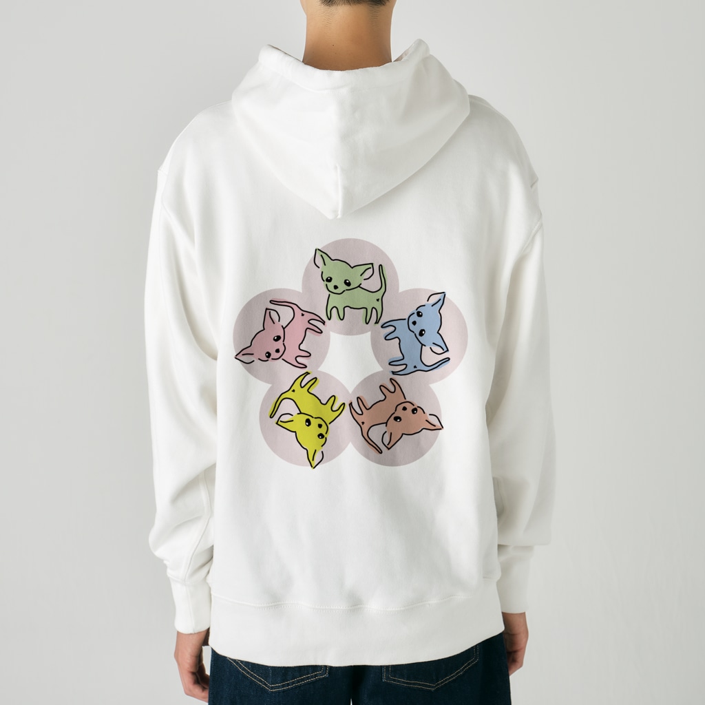 akane_art（茜音工房）のゆるチワワ（フラワーサークル） Heavyweight Hoodie