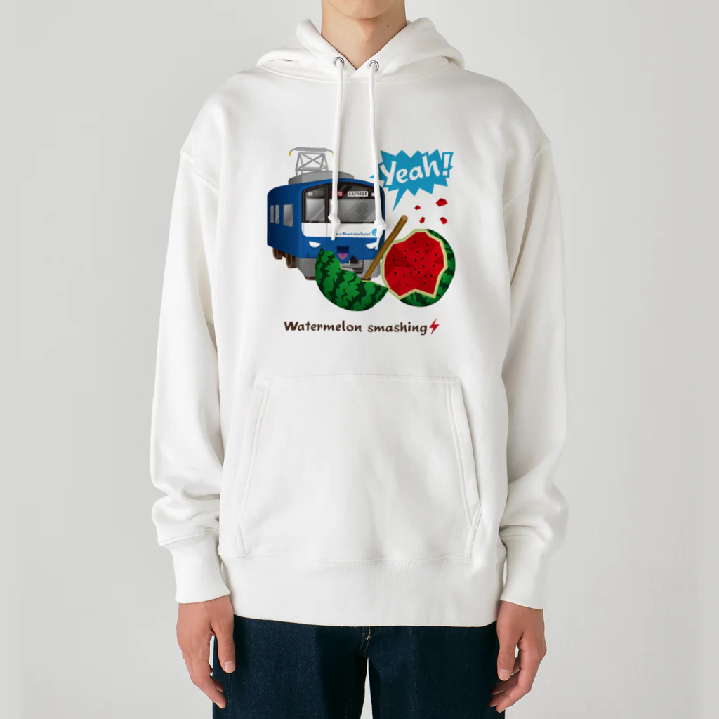 Train Kids! SOUVENIR SHOPの青い電車 「 スイカ割り 」 ヘビーウェイトパーカー