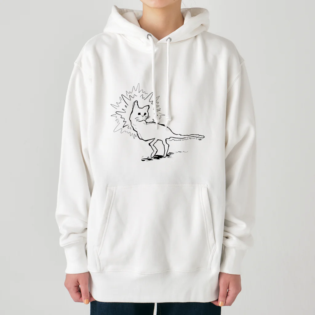 家の中の蛙 SUZURI店／森本のねこかな(黒線) Heavyweight Hoodie