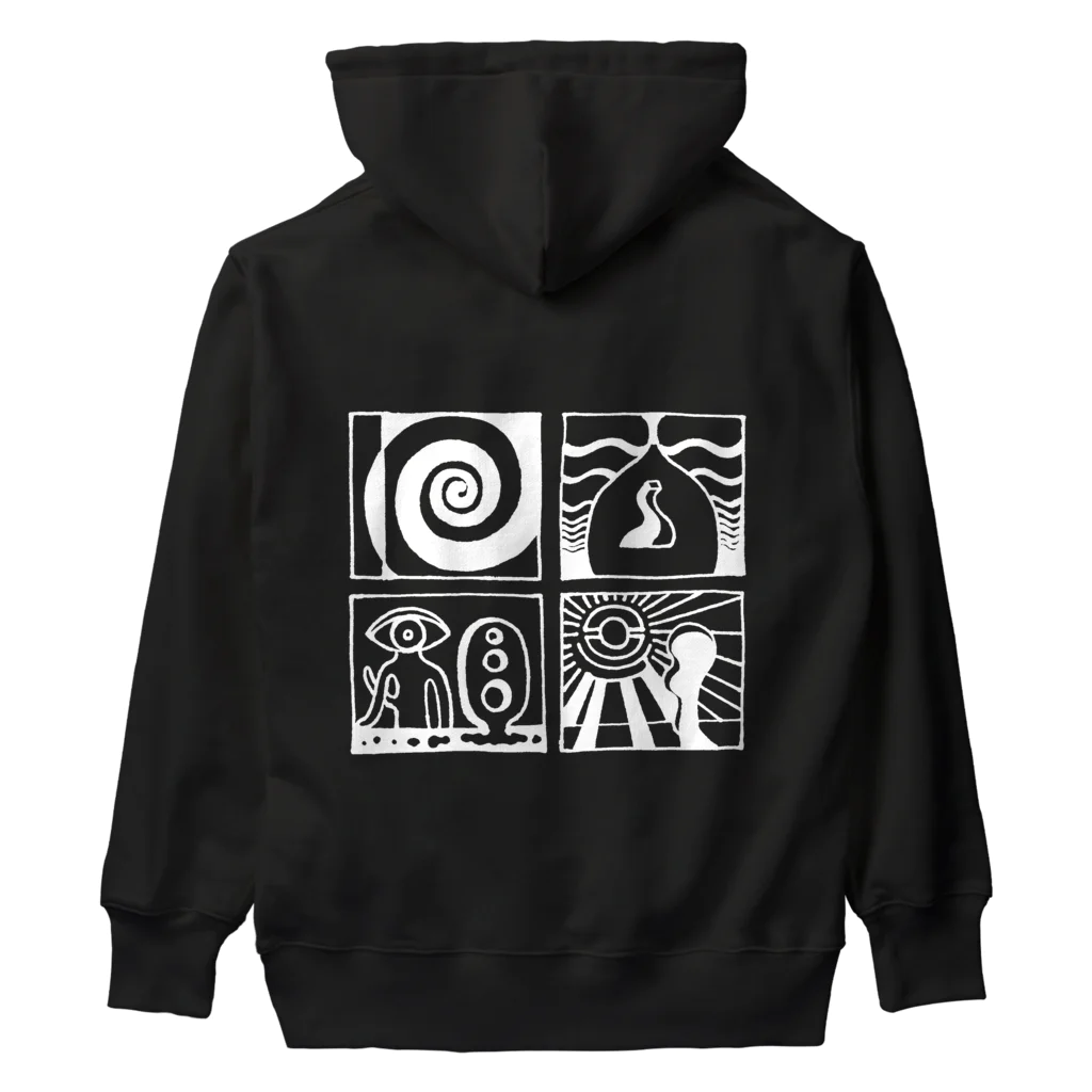 太陽の眼の太陽の眼 文字絵SP(白/前・背面) Heavyweight Hoodie