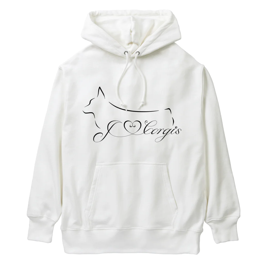ORCATのI Love Corgis （ロゴブラック） ヘビーウェイトパーカー