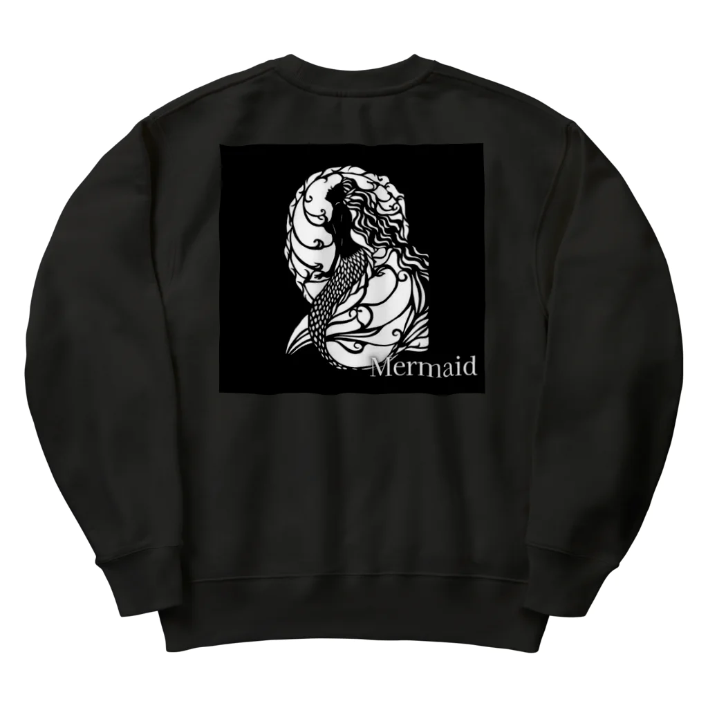 切り絵作家　MiHoの憂いの人魚姫・黒 Heavyweight Crew Neck Sweatshirt