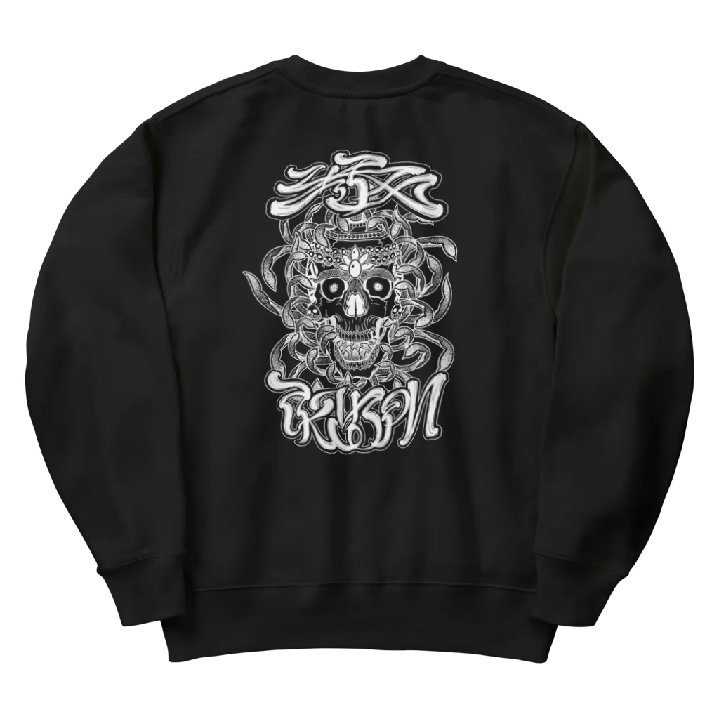 Y's Ink Works Official Shop at suzuriのY'sレターロゴ Skull (White Print) Heavyweight Crew Neck Sweatshirt