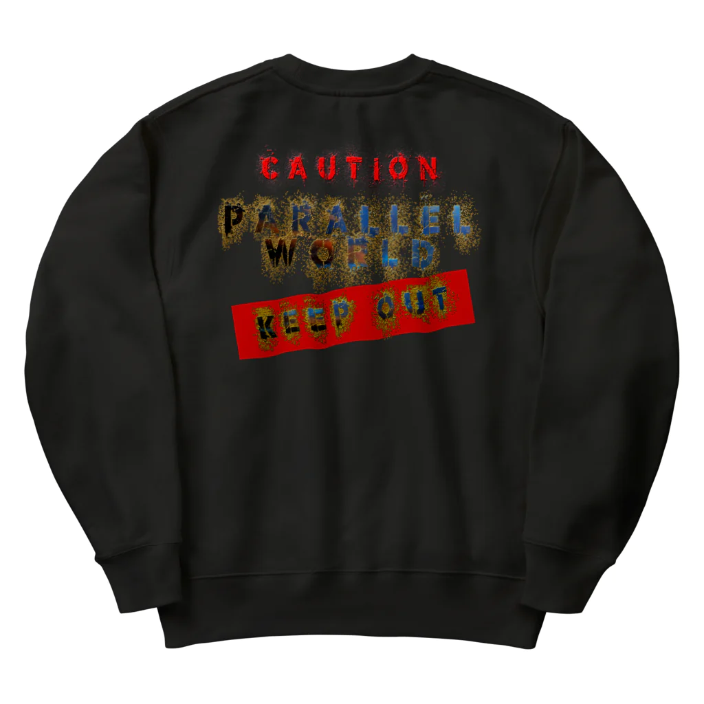 PALA's SHOP　cool、シュール、古風、和風、のcaution「parallelworld」ー立入禁止(バックプリント) Heavyweight Crew Neck Sweatshirt