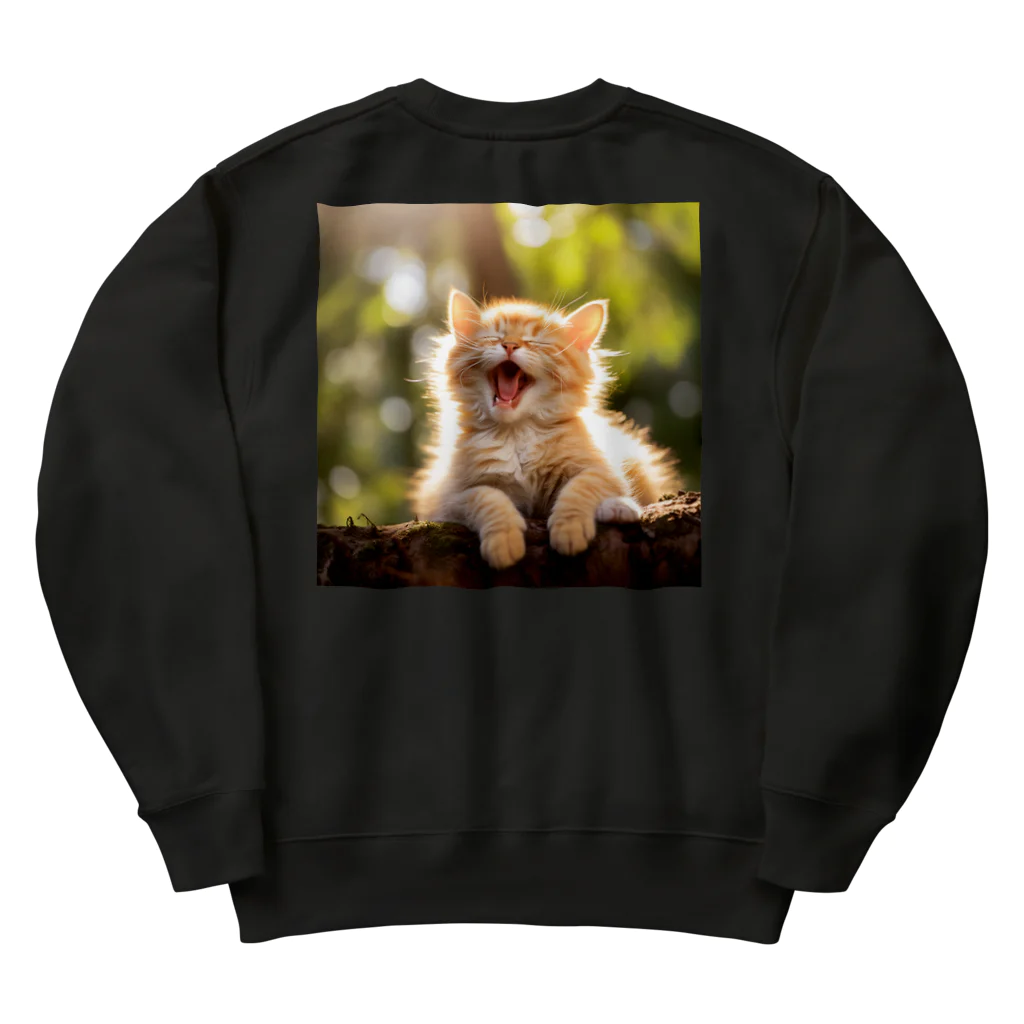 ショップ　猫まみれの子猫のあくび　yawning kitty Heavyweight Crew Neck Sweatshirt